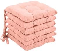 Viterbo Biancheria Juego de 6 cojines para silla de 4 puntos acolchados con cordones de color liso color rosa coral