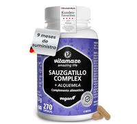 Vitex Agnus Castus (15:1) con Vitamina C, Zinc, B6, B9 y B12, 270 Cápsulas Veganas para 9 Meses, Sauzgatillo y B9 Bioactivo para Balance Femenino, 1 Cápsula al Día, Fabricado en Alemania