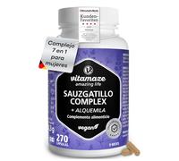 Vitex Agnus Castus (9 Meses, 270 Cápsulas), Sauzgatillo con Vitamina C, Zinc, B6, B9 Bioactivo y B12, Cápsulas Veganas, Balance Femenino, 1 Cápsula al Día, Fabricado en Alemania