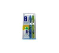 Vitis Cepillo dental Duplo – Cabezal normal, dureza media – Obsequio pasta anticaries 15 ml