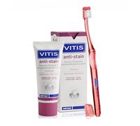 VITIS Kit de cuidado dental antimanchas - Pasta de dientes antimanchas + cepillo de dientes gingival - para el cuidado bucal diario