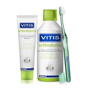 VITIS Orthodontic - Kit de cuidado dental - pasta de dientes y enjuague bucal + cepillo de dientes de acceso ortodontico - para el cuidado bucal diario de los aparatos ortopédicos