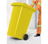 VITIWEDTY Cubo De Basura Exterior Resistente con Tapa Y Ruedas, Contenedor De Residuos Duradero para Uso Doméstico Y Comercial (Yellow 18 Gallon)