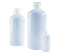 Vitlab Botella de cuello estrecho LDPE con tapón de rosca de polipropileno, transparente, rosca de 18 GL, capacidad de 100 ml, 43 mm de diámetro, 114 mm de altura, 24 unidades