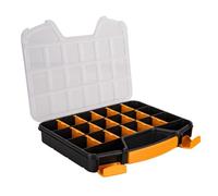 VITO - Caja de almacenamiento con 20 compartimentos extraíbles - Organizador transparente multifunción para piezas pequeñas, tornillos, pernos, 32,5 x 26 x 4,8 cm