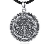 Vito Collares de plata de ley 925 con colgante de San Miguel/Crucifijo/Caravaca/San Judas/Virgen María, amuleto de San Patrón, Medalla de San Miguel/Crucifijo/Caravaca/San Judas/Virgen María, Medalla