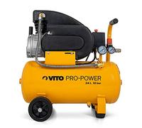 Vito - Compresor (24 L, 10 bar, 2,5 CV, 1900 W, incluye reductor de presión, depósito de 24 l, 2 manómetros y 2 acoplamientos rápidos