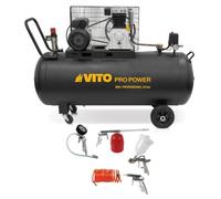 Vito - Compresor de aire 200L 10Bar 3kW 400L/min + 5 herramientas neumáticas Kit completo inflado soplado pintura garaje taller