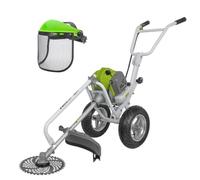 VITO - Desbrozadora térmica de 52 cm³ con ruedas, hoja Ø 255 mm + casco de seguridad de malla