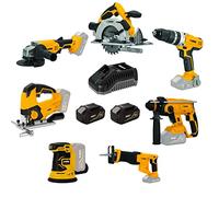 VITO - Pack de 7 herramientas de 20 V LITIO-ION + 2 baterías 4 AH + cargador rápido GAMA EGO LI-ION LITIO 20 V inalámbrico