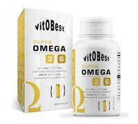 VITOBEST | Ácidos Grasos Super Omega 3-6 | Ayuda a mantener el funcionamiento normal del corazón, el cerebro y la visión | Apto para personas celíacas | 90 perlas