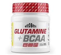 VITOBEST | Aminoácidos Glutamine+BCAA en Polvo | Ayuda a promover la recuperación de los esfuerzos musculares | No contiene azúcar ni glucosa añadidos Apto para celíacos | Sabor Limón - 500 g
