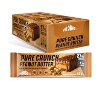 VITOBEST | Barritas Pure Crunch Peanut Butter | 27% de proteína con delicioso sabor y textura, Sin azúcares añadidos | Sabor Chocolate crujiente, Caramelo, Cacahuete - 18 barritas x (50 g)