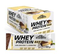 VITOBEST | Barritas Whey Protein Bar | Contribuye a aumentar y conservar la masa muscular | Relleno de mousse aromatizado y cobertura de chocolate con leche | Sabor Vainilla - 25 barritas x (35 g)