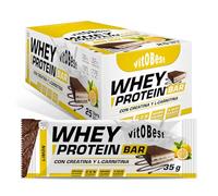 VITOBEST | Barritas Whey Protein Bar | Contribuye a aumentar y conservar la masa muscular | Relleno de mousse aromatizado y cobertura de chocolate con leche | Sabor Limón - 25 barritas x (35 g)
