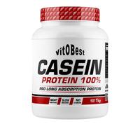 VITOBEST | Proteínas 100% Casein Protein | Ayuda a crear y conservar la masa muscular. Suplemento proteico de digestión lenta ideal para consumir antes de dormir | Sabor Vainilla - 1 kg