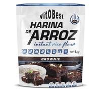 VITOBEST | Cereales Harina de Arroz | Excelente fuente de hidratos de carbono de bajo índice glucémico | 100% natural Rica en vitaminas, minerales, fibra y proteínas | Sabor Brownie - 1 kg
