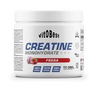VITOBEST | Creatina Monohidrato | Mejora el rendimiento físico en series de ejercicios breves de alta intensidad (100% micronizada) | Sabor Fresa - 300 g