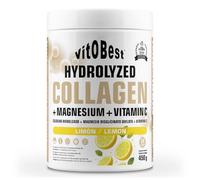 VITOBEST | Hydrolyzed Collagen+Magnesium+Vitamin C | Contribuye la formación de colágeno para huesos, articulaciones y tejidos | Colágeno hidrolizado + Magnesio + Vitamina C | Sabor Limón - 450 g