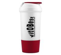 VITOBEST | Mezclador Premium | Mezclador Oficial Vitobest® con Compartimento para Suplementos en Polvo | Capacidad 500 ml Cierre hermético de fácil Uso | 500 ml