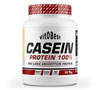 VITOBEST | Proteínas 100% Casein Protein | Ayuda a crear y conservar la masa muscular. Suplemento proteico de digestión lenta ideal para consumir antes de dormir | Sabor Vainilla - 1 kg