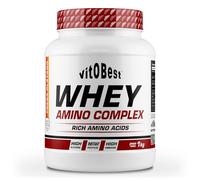 VITOBEST | Proteínas 100% Whey Amino Complex | Ayuda a crear y conservar la masa muscular. Duración de absorción media. Contiene L-Glutamina y L-Taurina | Sabor Fresa-Plátano - 1 kg
