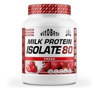 VITOBEST | Proteínas Milk Protein Isolate 80 | Más de 22 g de proteína láctea por toma, Perfil completo de aminoácidos esenciales y BCAA | Textura cremosa excelente solubilidad | Sabor Fresa - 1 kg