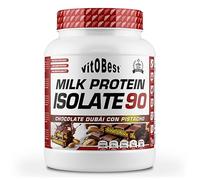 VITOBEST | Proteínas Milk Protein Isolate 90 | Más de 25 g de proteína láctea por toma, aminoácidos esenciales BCAA | Textura cremosa excelente solubilidad | Sabor Chocolate Dubái con pistacho - 1 kg