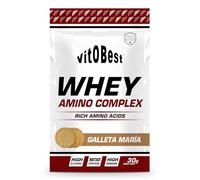 VITOBEST | Proteínas Whey Amino Complex (Sobres) | Contribuye a aumentar y mantener la masa muscular | WPC + L-Glutamina (Ajinomoto®) + L-Taurina | Sabor Galleta María - 15 sobres x (30 g)