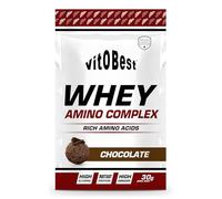 VITOBEST | Proteínas Whey Amino Complex (Sobres) | Contribuye a aumentar y mantener la masa muscular | WPC + L-Glutamina (Ajinomoto®) + L-Taurina | Sabor Chocolate - 15 sobres x (30 g)