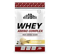 VITOBEST | Proteínas Whey Amino Complex (Sobres) | Contribuye a aumentar y mantener la masa muscular | WPC + L-Glutamina (Ajinomoto®) + L-Taurina | Sabor Vainilla - 15 sobres x (30 g)