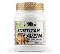 VITOBEST | Tortitas de Avena | Harina de avena + albúmina de clara de huevo | Carbohidratos y proteínas que ayudan a proporcionar energía mucho tiempo | Sabor Frutos rojos y Chocolate blanco - 500 g