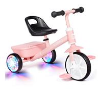 VITONIS Triciclo para niños a Partir de 2 años, Bicicleta sin Pedales para niños de 24 Meses a 5 años, con Dos Ruedas iluminadas con LED, Regalos y Juguetes para niños y niñas, Rosa