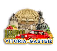 Vitoria-Gasteiz - Imán 3D de madera para nevera, recuerdo de ciudad, recuerdo de viaje