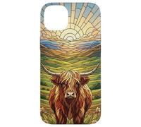 Vitral Art Highland Cow Nature Case para Amantes de la Granja Carcasa para iPhone 14 Plus