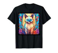 Vitral Balinés Gato Mamá Papá Ilustración Gatito Camiseta