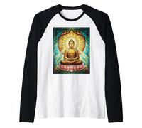 Vitral Buda Budismo Zen Meditación Espiritual Camiseta Manga Raglan