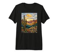 Vitral Cactus Artful Trendy Camiseta Premium