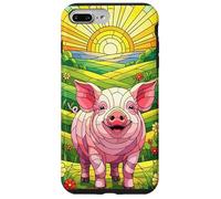 Vitral Cerdo Granja Animal Cerdo diseño gráfico Caso Carcasa para iPhone 7 Plus/8 Plus