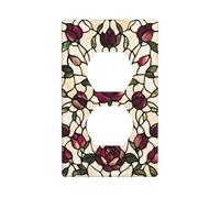 Vitral con motivos florales antiguos, rosas, tulipanes, cubierta para interruptor de luz, cubierta decorativa de 1 banda, placa de pared para cocina, baño, tamaño 7 x 11,4 cm