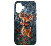 Vitral de Reno de Navidad Estética de Vacaciones Carcasa para iPhone 16