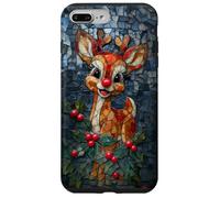 Vitral de Reno de Navidad Estética de Vacaciones Carcasa para iPhone 7 Plus/8 Plus
