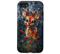 Vitral de Reno de Navidad Estética de Vacaciones Carcasa para iPhone SE (2020) / 7/8