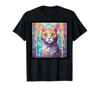 Vitral Egipcio MAU Gato Mamá Papá Ilustración Gatito Camiseta