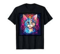 Vitral LaPerm Gato Mamá Papá Ilustración Gatito Camiseta