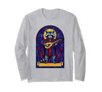 Vitral Mapache Bardo Jugando laúd Medieval Fresco Divertido Manga Larga