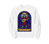 Vitral Mapache Bardo Jugando laúd Medieval Fresco Divertido Sudadera