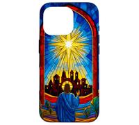 Vitral Natividad Estrella Arte Navidad Cristiano Carcasa para iPhone 16 Pro