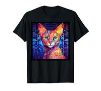 Vitral Ocicat Gato Mamá Papá Ilustración Gatito Camiseta