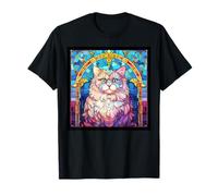 Vitral Persa Gato Mamá Papá Ilustración Gatito Camiseta